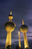 Kuwait Towers at dusk.