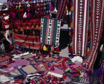 Bedouin woven textiles for sale at the Friday Market or souq.