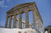 Segesta. Doric Temple. Ruins of the ancient city with view of hexastyle colonnaded structureTemple of Segesta