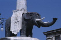 Piazza Duomo. The Elephant lava stone statue which is a symbol of the city since 1200