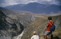 Tiger Leaping Gorge with tourists looking down into it