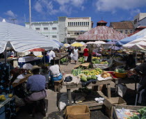 Busy fruit and vegetable market