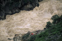 Swollen river water at Tiger Leaping Gorge.