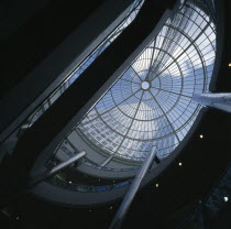 View looking up through glass atriumGreat Britain United Kingdom