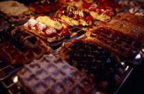 Display of Belgian waffles.