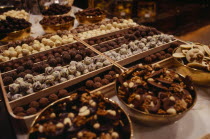 Display of Belgian chocolates.