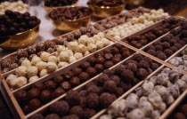 Display of Belgian chocolates.