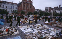 Flea Market. Place du Jeu de Balle  the Marolles. Street market selling china  glassware and bric-a-brac.