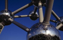 The Atomium.  Looking up through frame of structure.