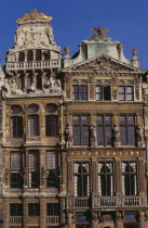 Grand Place. Decorated facades of guild houses in the market square.UNESCO World Heritage Site  UNESCO World Heritage Site
