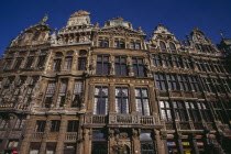 Grand Place. Decorated facades of guild houses in the market square.UNESCO World Heritage Site  UNESCO World Heritage Site