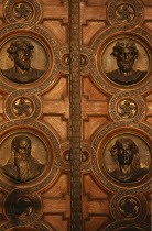 Basilica of St Stephen.  Detail of door with bronze relief carvings of the heads of the twelve apostles.Eastern Europe  Eastern Europe