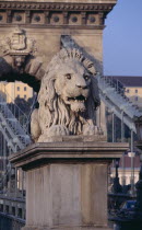 Stone statue of lion on Chain Bridge.Eastern Europe  Eastern Europe