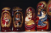 Matryoshka dolls painted with religious icons.Eastern Europe  Eastern Europe
