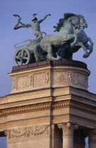 Heroes  Square erected to mark the 1000th anniversary of the Magyar conquest.  Statue of horse drawn chariot on the Millennary Monument.Eastern Europe  Eastern Europe