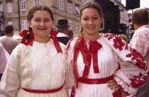 Habsburg jubilee  girls in traditional costume. The streets are a riot of colour as the city celebrates its Habsburg heritage  Festivals