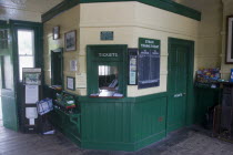 Steam Railway Station. Interior of  ticket office Great Britain United Kingdom UK