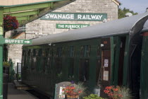 Steam Railway Station. Buffet carriage Great Britain United Kingdom UK