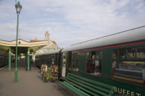 Steam Railway Station. Buffet carriage Great Britain United Kingdom UK