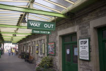 Steam Railway Station. Traditional platform station signs indictating the Ticket Office and the Way OutGreat Britain United Kingdom UK