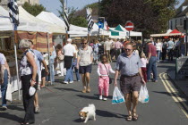 French Market. People walking around covered market stallsGreat Britain United Kingdom UK