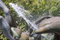 St Catherine s Dock  fountain of woman with dolphin sited outside the Tower Thistle hotel.United Kingdom Great Britain UK