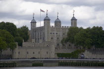 The Tower of London seen across the river Thames.United Kingdom  Castle Jail Great Britain UK