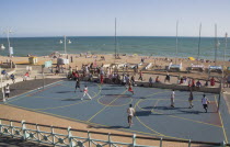 Basketball court on the seafront.Great Britain United Kingdom