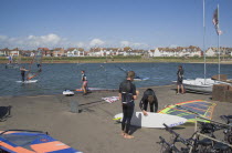 Hove lagoon with windsurfersGreat Britain United Kingdom