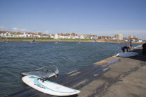 Hove lagoon with windsurfersGreat Britain United Kingdom
