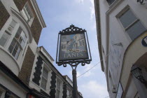 Sign marking the entrance to the Lanes shopping area.Great Britain United Kingdom