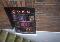 Basement sex shop selling marital aids in a tiny alleyway in the Lanes area.Great Britain Store United Kingdom