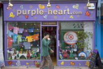 Purple Heart shop in Gardener street  North Laines area.Great Britain Store United Kingdom