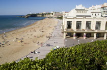 The Basque seaside resort on the Atlantic coast. The Grande Plage beach with the Casino Municipal on the right
