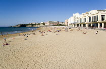 The Basque seaside resort on the Atlantic coast. The Grande Plage beach with the Casino Municipal on the right