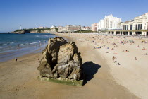 The Basque seaside resort on the Atlantic coast. The Grande Plage beach with the Casino Municipal on the right