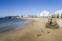The Basque seaside resort on the Atlantic coast. The Grande Plage beach with the Casino Municipal on the right