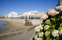 The Basque seaside resort on the Atlantic coast. The Grande Plage beach with the Casino Municipal on the right