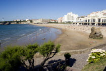 The Basque seaside resort on the Atlantic coast. The Grande Plage beach with the Casino Municipal on the right