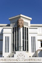 The Basque seaside resort on the Atlantic coast. The Art Deco facade of the Musee de la Mer aquarium and fishing museum