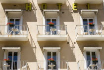 The Basque seaside resort on the Atlantic coast. Hotel balconies