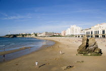 The Basque seaside resort on the Atlantic coast. The Grande Plage beach with the Casino Municipal on the right.