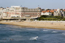 The Basque seaside resort on the Atlantic coast. The Hotel du Palais on the Plage Miramar beachfront