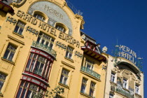 The 1906 Art Nouveau Hotel Europa and Meran Hotel in Wenceslas Square