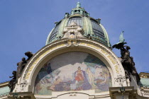 Karel Splilar s mosaic  Homage to Prague  on the facade of the Art Nouveau Municipal House