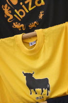 T shirts for sale in Eivissa with logo of a bull.  HolidaysTourismLeisureIconSouvenirs