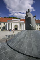 Statue in front of the entrance to the National Museum of Lithuania.HolidaysTourismTravelBaltic States