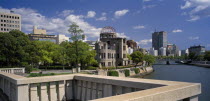 View of the A Bomb Dome from Aioi bashi Bridge