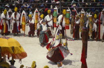 Masked dancers at Full Moon Festival