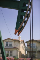 Close-up of an oil well in a residential district on Signal Hill  known locally as Porcupine Hill because of the numerous oil wells dotted around the areapumpindustryoilLos AngelesLAAmericatrav...